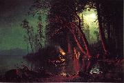 Albert Bierstadt Lake Tahoe, Spearing Fish by Torchlight Sweden oil painting artist